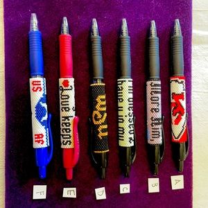 Hand beaded Pilot G-2 pens.